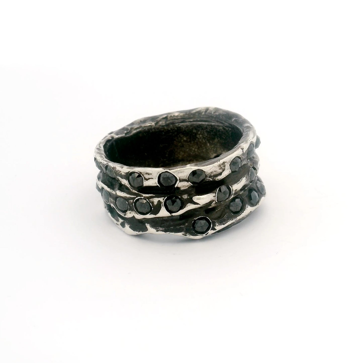 Object B Ring 006 with Black Diamonds