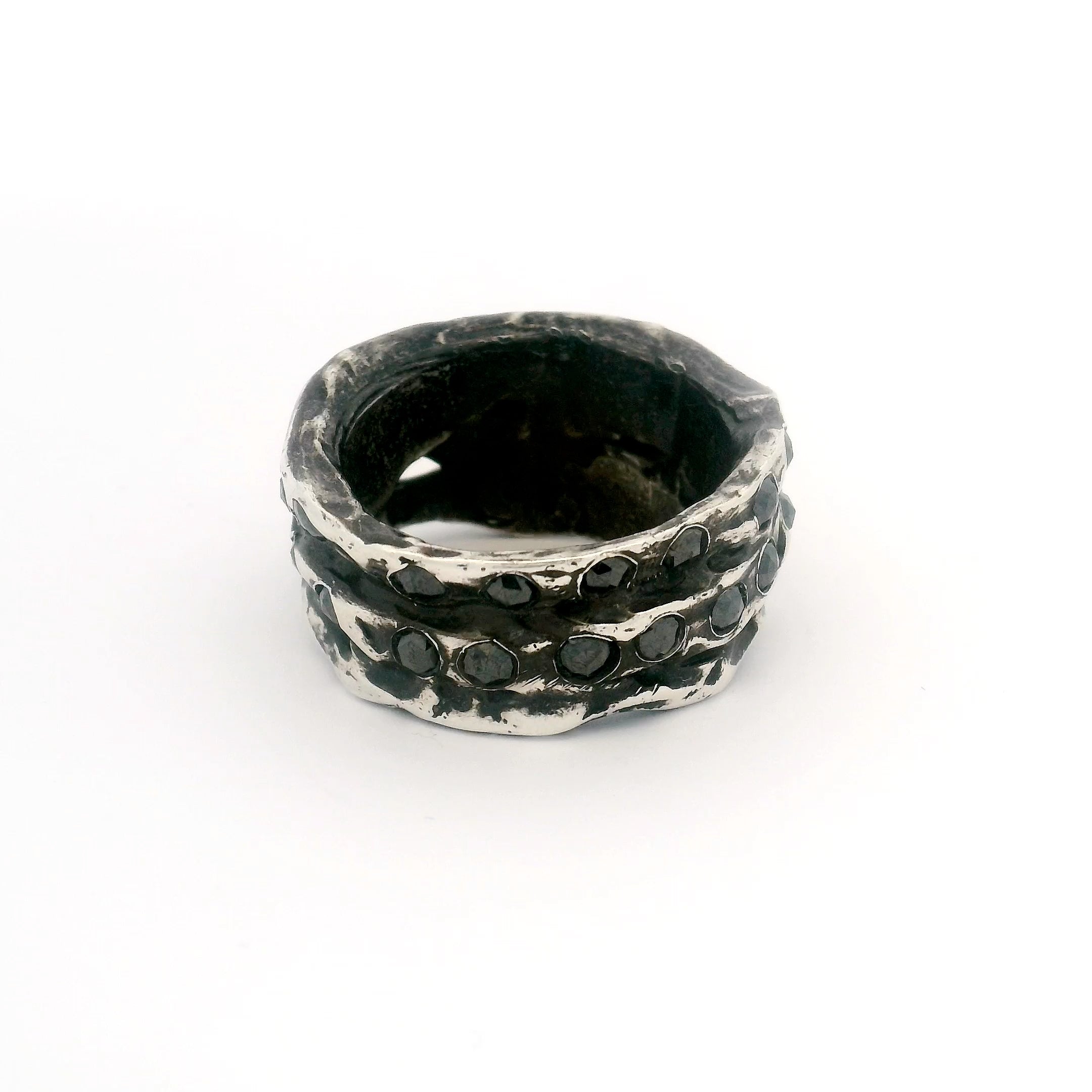 Object B Ring 006 with Black Diamonds